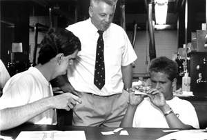 Students in a science lab. Photo of students in a science lab.