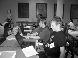 Students in a computer lab. Photo of students in a computer lab.