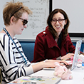 Associate professor Shiri Azenkot teaches a college student coding.