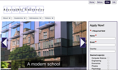Accessible University home page