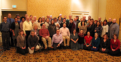 A shot of all 50 participants from the Accessible IT CBI in the Hotel Deca ballroom.