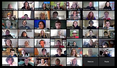 Scholars on a Zoom chat. Scholars on a Zoom chat.