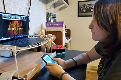 A Scholar plays Jackbox games over Zoom. A Scholar plays Jackbox games over Zoom.