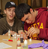 Two DO-IT Scholars work on a science project together