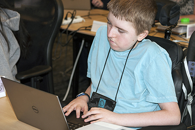 Grady works on a web design project during DO-IT’s Summer Study 2015.