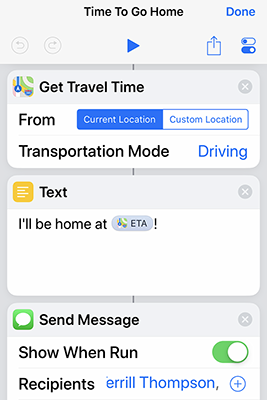 A screenshot of a phone showing Siri’s “time to for future work. go home” feature.