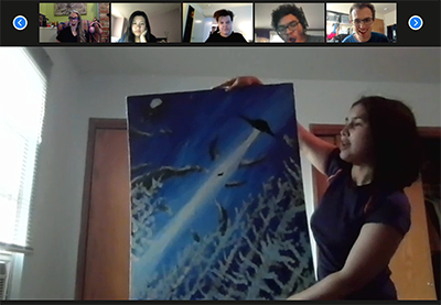 DOITNews-July2022-4.png 2021 Scholar Deliah shares her art during hobby night at Summer Study 2021.