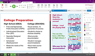 Screenshot of the Sonocent note taking program on Windows