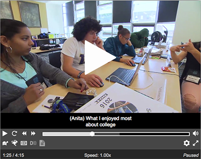 A screenshot in Able Player of the video DO-IT Scholars Discuss the Importance of College. A screenshot in Able Player of the video DO-IT Scholars Discuss the Importance of College.