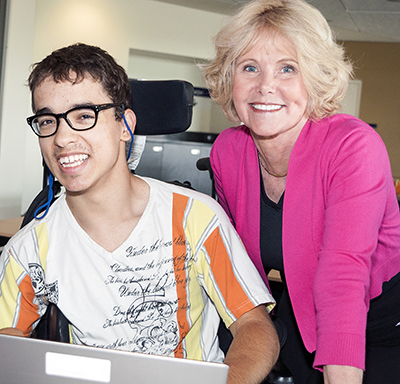 Sheryl with a student during Summer Study 2016.