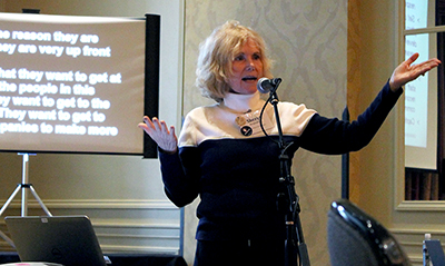 Dr. Sheryl Burgstahler gives a presentation. Dr. Sheryl Burgstahler gives a presentation.