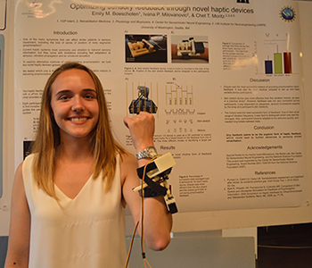 - 2015 Scholar Emily presented her poster during her summer CSNE internship. - 2015 Scholar Emily presented her poster during her summer CSNE internship.