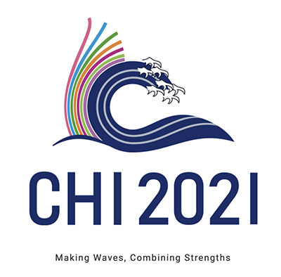 The CHI 2021 logo, with the slogan "Making Waves, Combining Strengths."