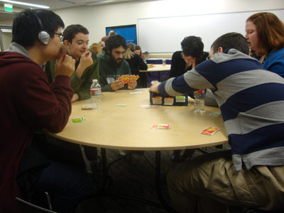 Photo of DO-IT participants socialize at the February 8th Pizza Gathering. 