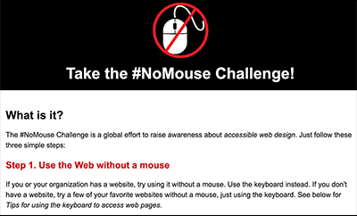 A screenshot of nomouse.org.