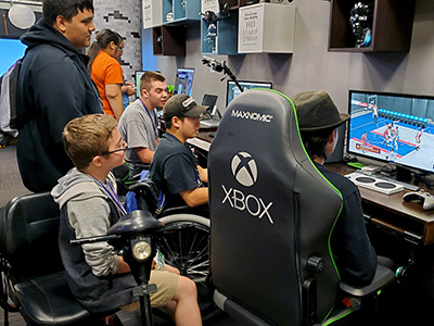 Students play video games on XBOX.