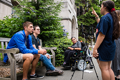 Students learn how to use video equipment to shoot their own films.