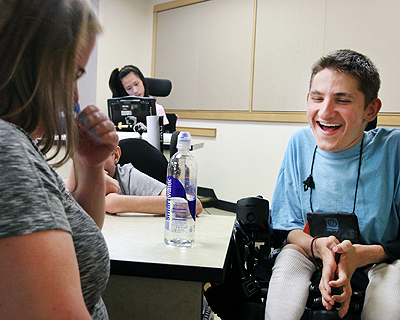 Image of a student enjoying being interviewed