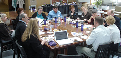 People discussing in a conference