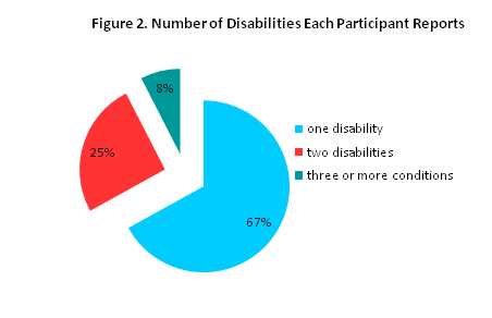 Bar graph of numbers of disabilities of each participant reports