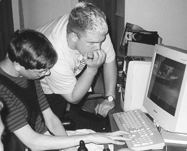 Photo of DO-IT Scholars Nick and Pat, working on a computer