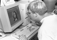 Photo of Chris at the image manipulation workshop