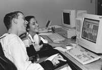 Photo of Shane and Rachel in the computer lab