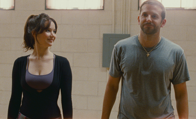 Film still from Silver Linings Playbook with Jennifer Lawrence and Bradley Cooper