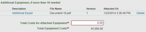 section c equipment total costs for attachment