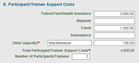 section e participant trainee support