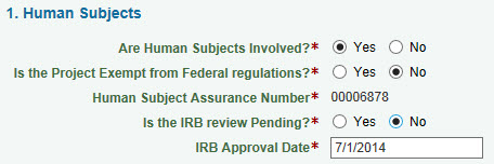 human subjects section