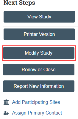 screenshot of the modify study button