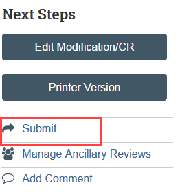 screenshot of the submit button