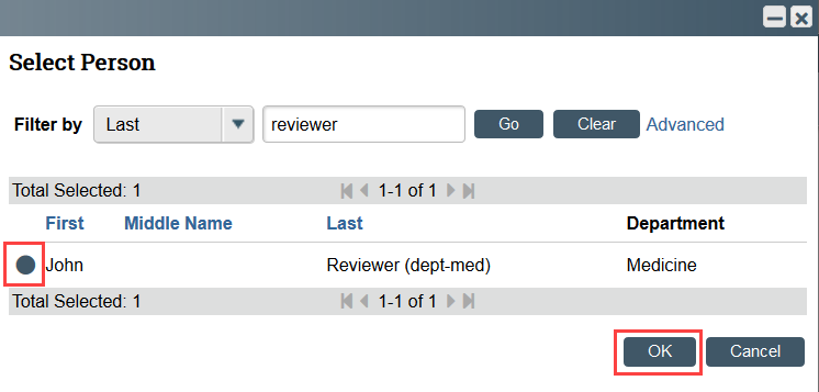 screenshot of the person selector popup in Zipline