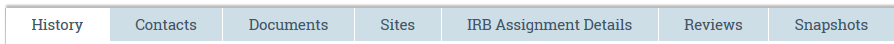 tabs that display for a continuing review