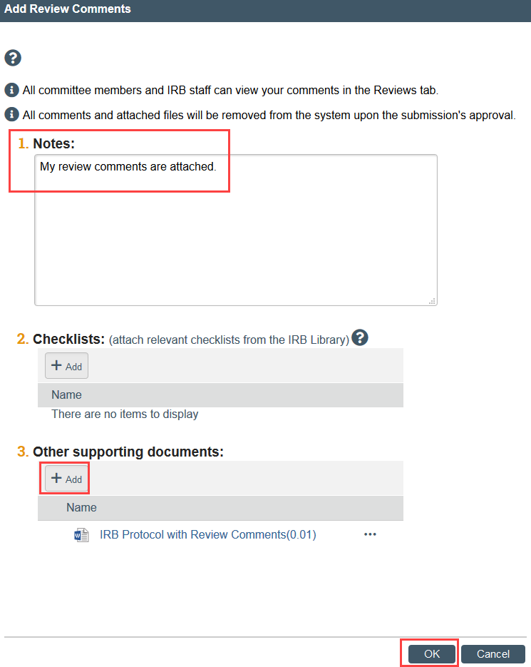 completing the add review comments activity