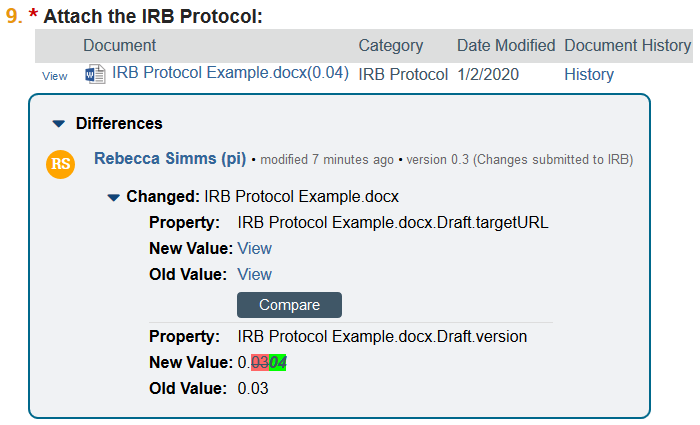 document change example