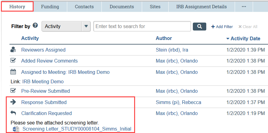 correspondence example