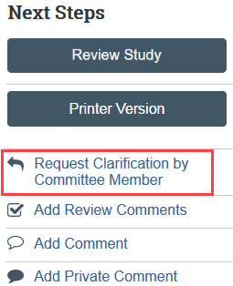 request clarification by committee member button