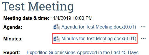 link to the document with minutes for review