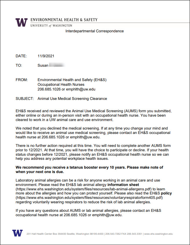 example declined application clearance