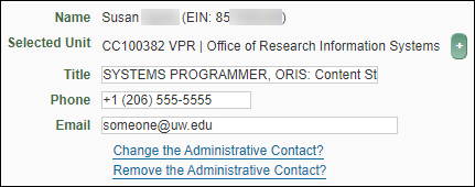 Administrative Contact field