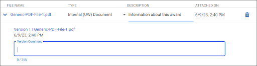 Expanded Attachment Version Details