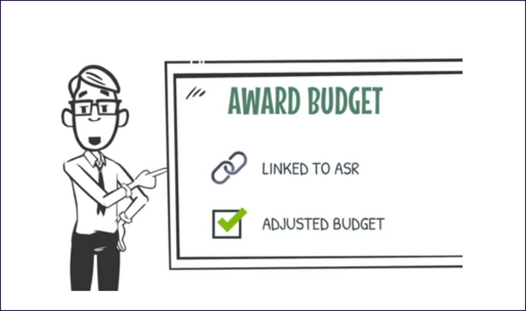 Screenshot from the Simplifying the Award Budget video explainer, showing information about the award budget.