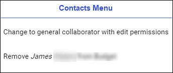 budget settings contacts menus