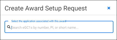 Create Award Setup Request Search