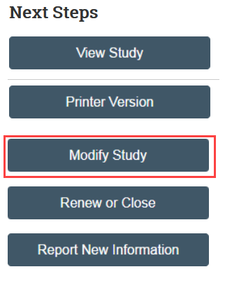 screenshot of the modify study button