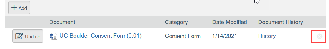 screenshot of removing a document