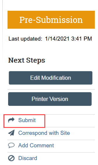 screenshot of the submit button