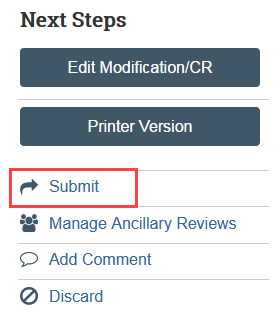 screenshot of the the submit button